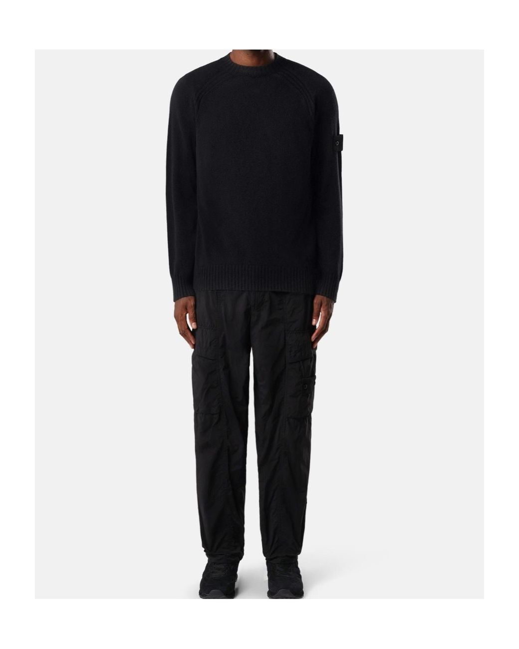 Stone Island Black Regular-Fit Crewneck Jumper With Raglan Sleeves for men