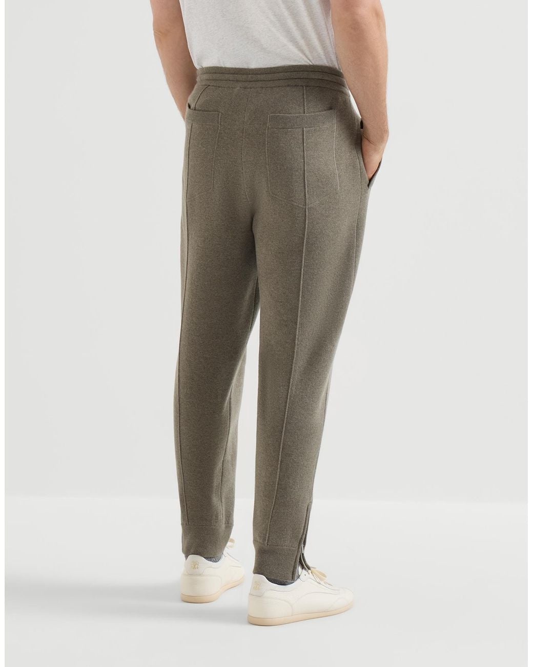 Brunello Cucinelli Gray Drawstring Straight Leg Pants for men