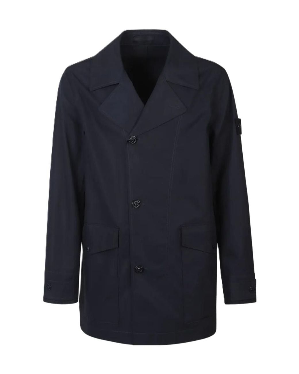 Stone Island Blue 4100046 All-Weather Cotton Canvas Ghost Pea Coat for men