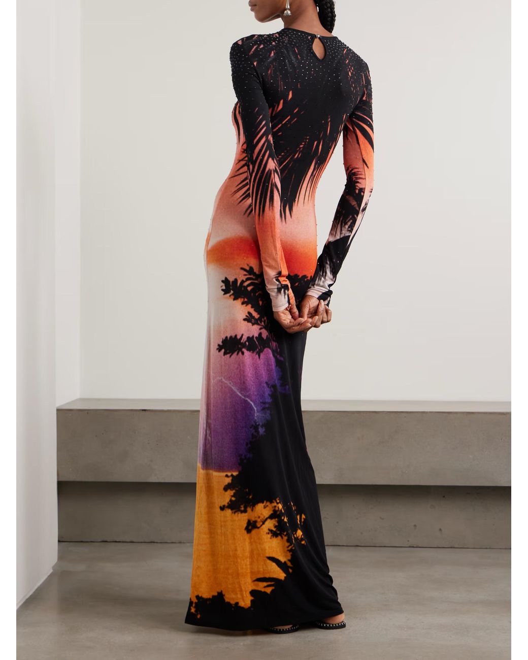 Rabanne Red Rabanne Thunderstorm-Printed Maxi Dress