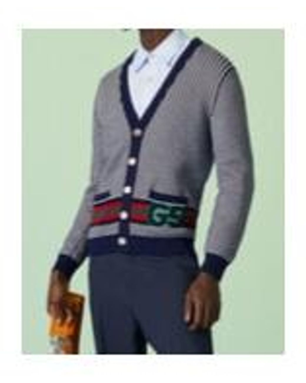 Gucci Blue V-neck Monogram-print Cotton And Wool-blend Cardigan for men