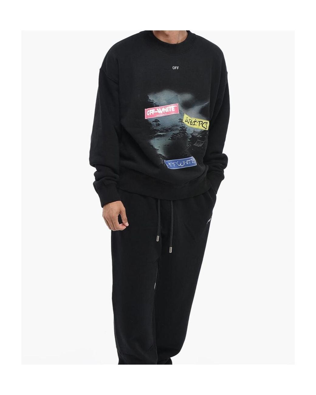Off-White c/o Virgil Abloh Black Type Sticker Skate Sweatshirt for men