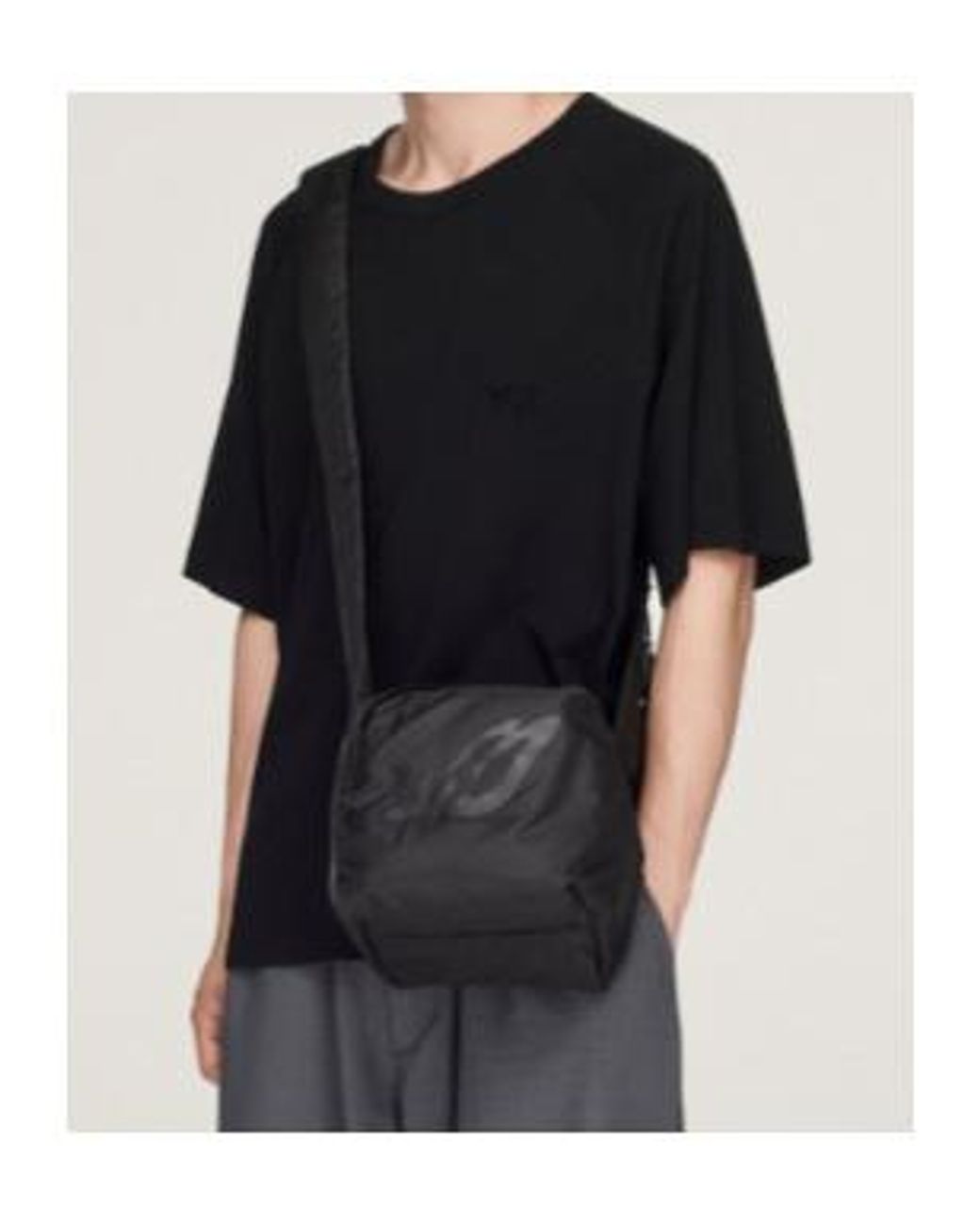 Y-3 Black Padd Logo-Print Padded Messenger Bag for men