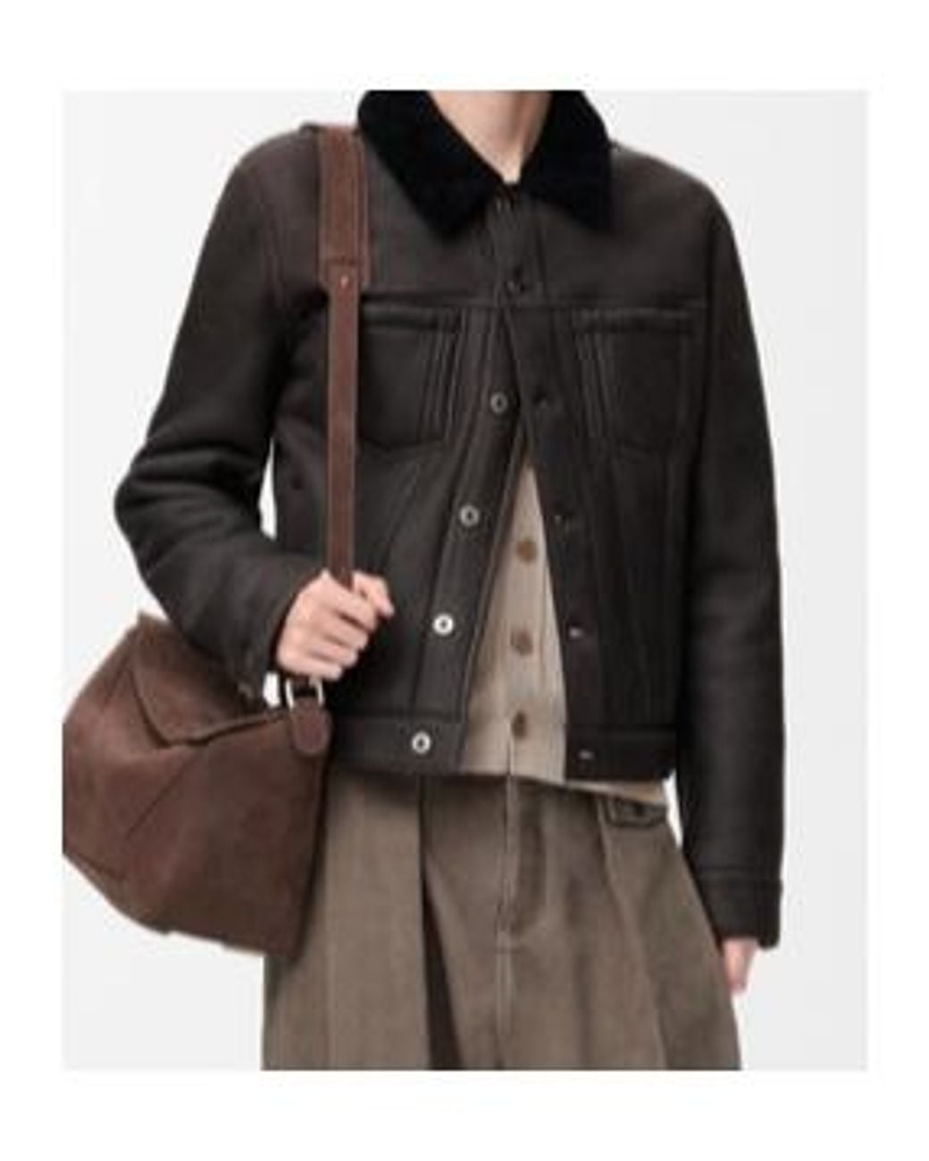 Loewe Black Button Shearling Trucker Jacket