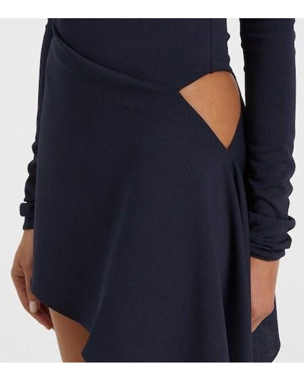 The Attico Blue Form-Fitting Long-Sleeve Dress