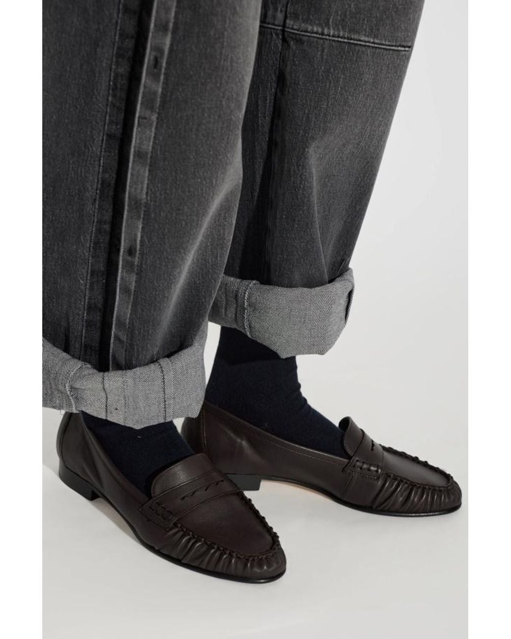 Aeyde Black Aldous Ruched Loafers