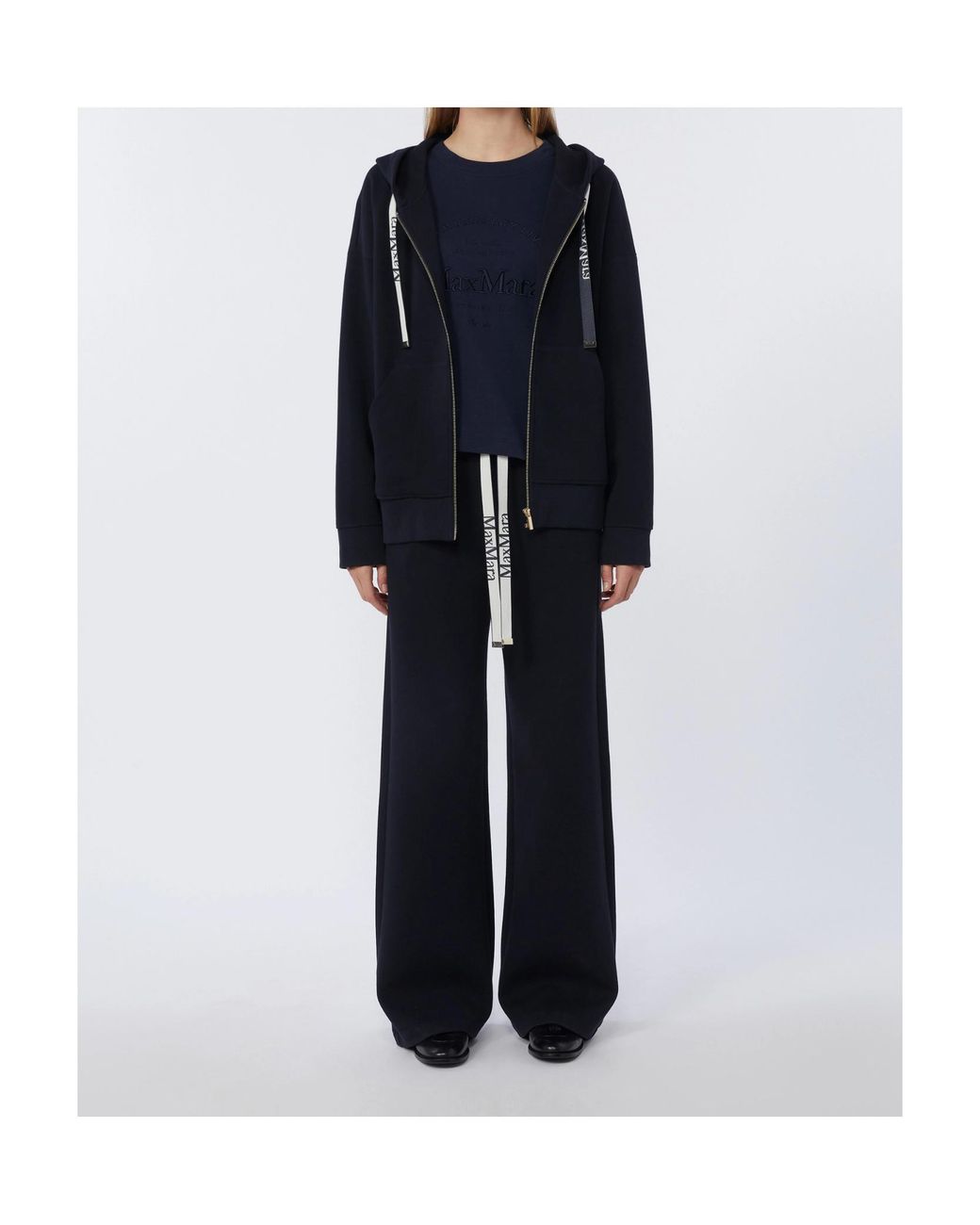 Max Mara Black Cotton-Blend Zip-Up Hoodie