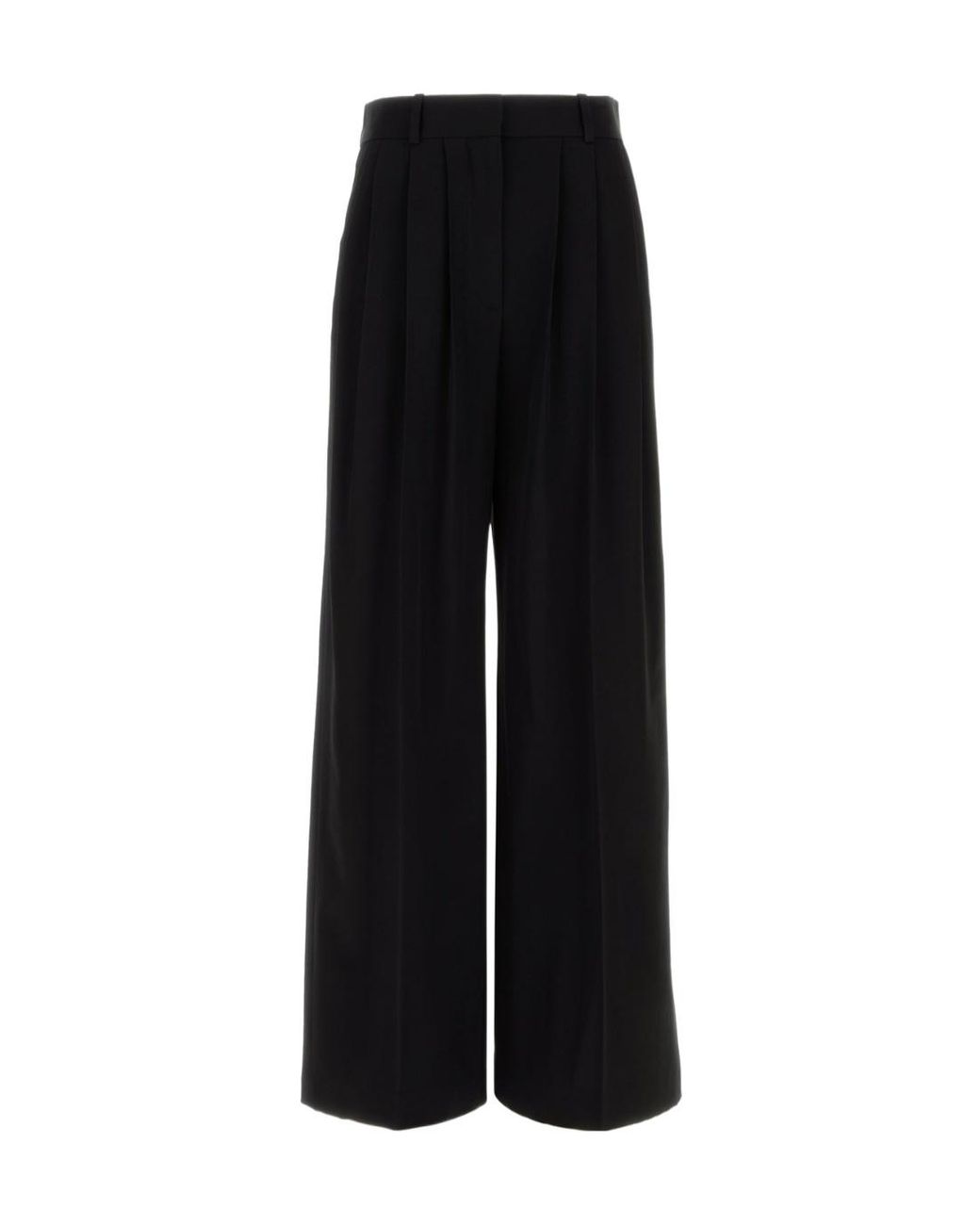 The Row Black Daniela Pleated Wide-Leg Pants