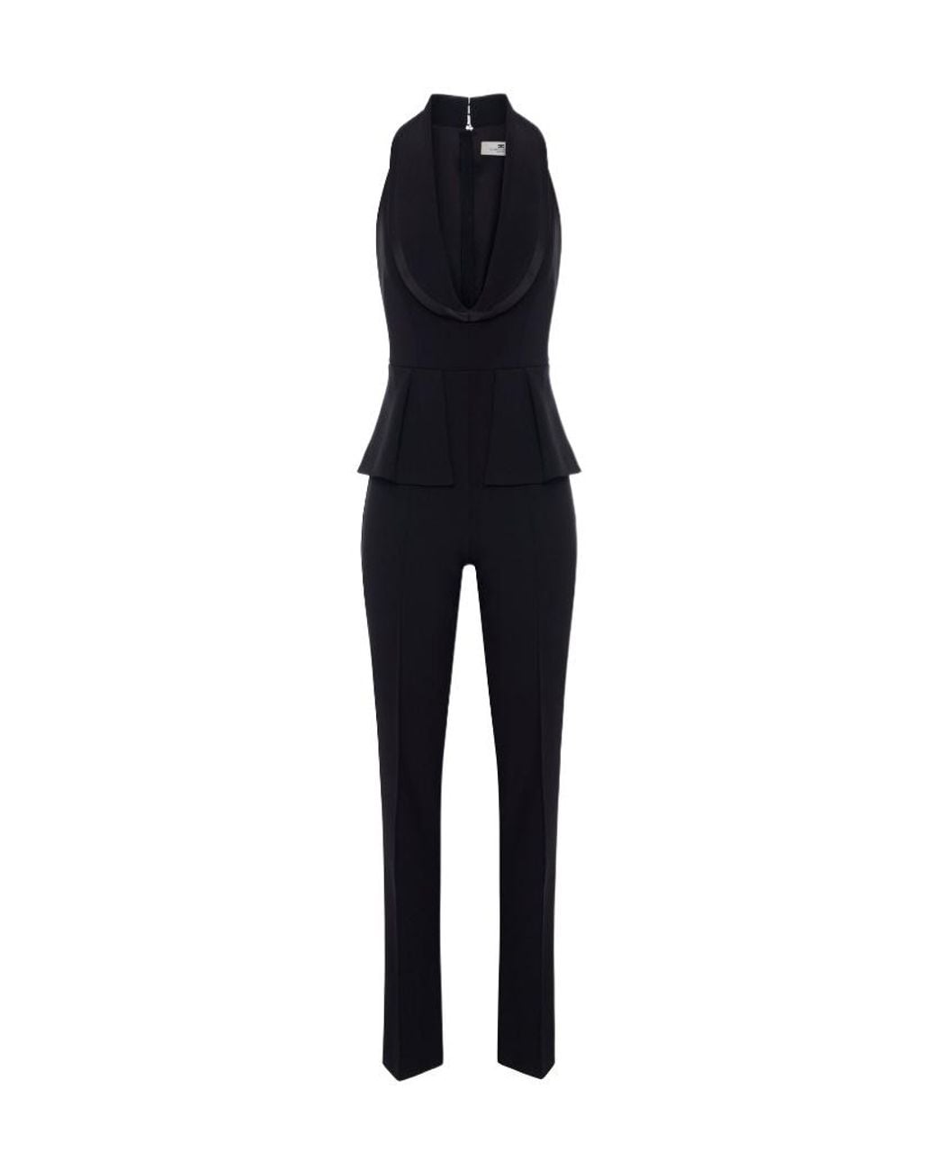 Elisabetta Franchi Blue Peplum Halterneck Jumpsuit