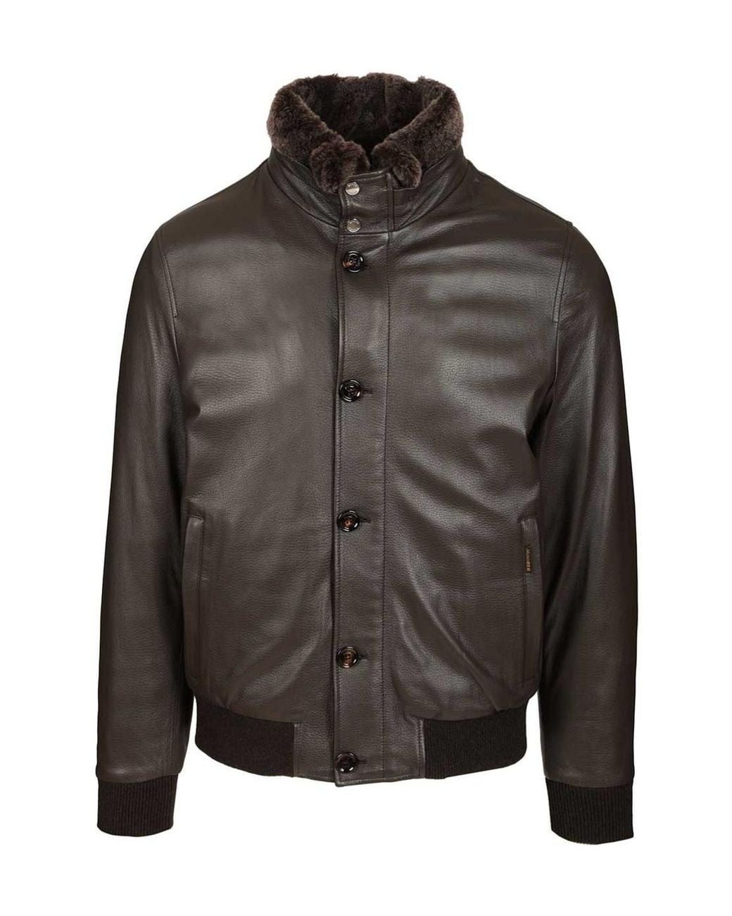 Moorer Black Cleros Padded Bomber Jacket for men