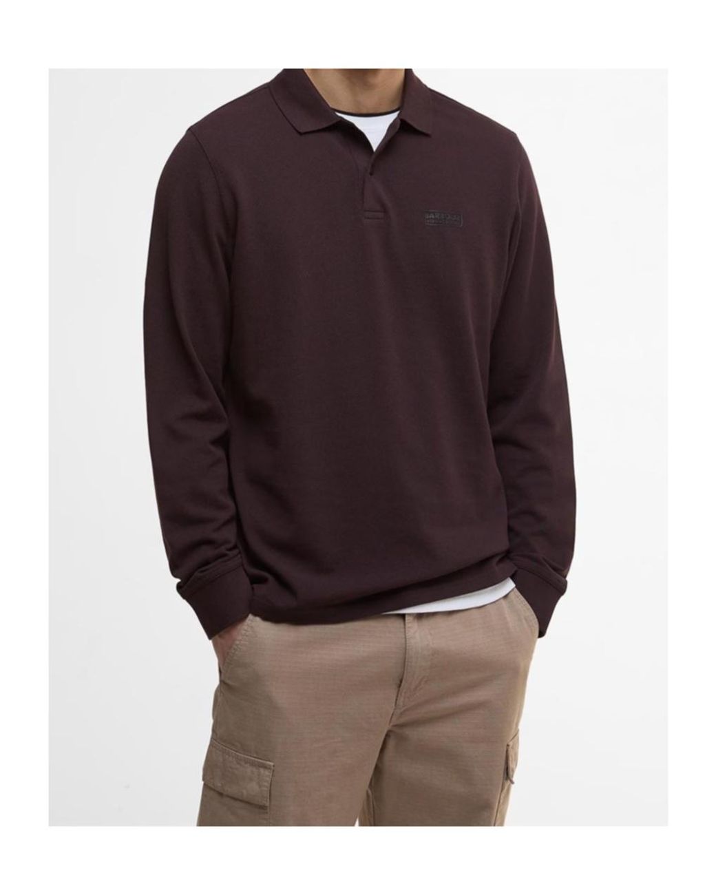 Barbour Purple Long Sleeve Polo Shirt for men
