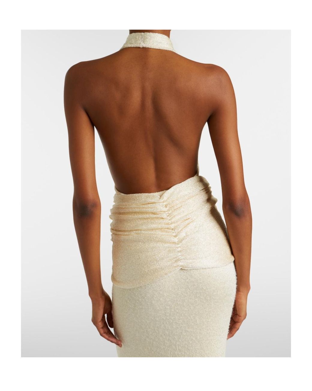 AYA MUSE White Sereia Sequined Halterneck Gown