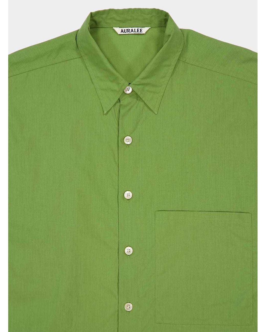 Auralee Green Super Fine Cotton Lawn Shirt for men