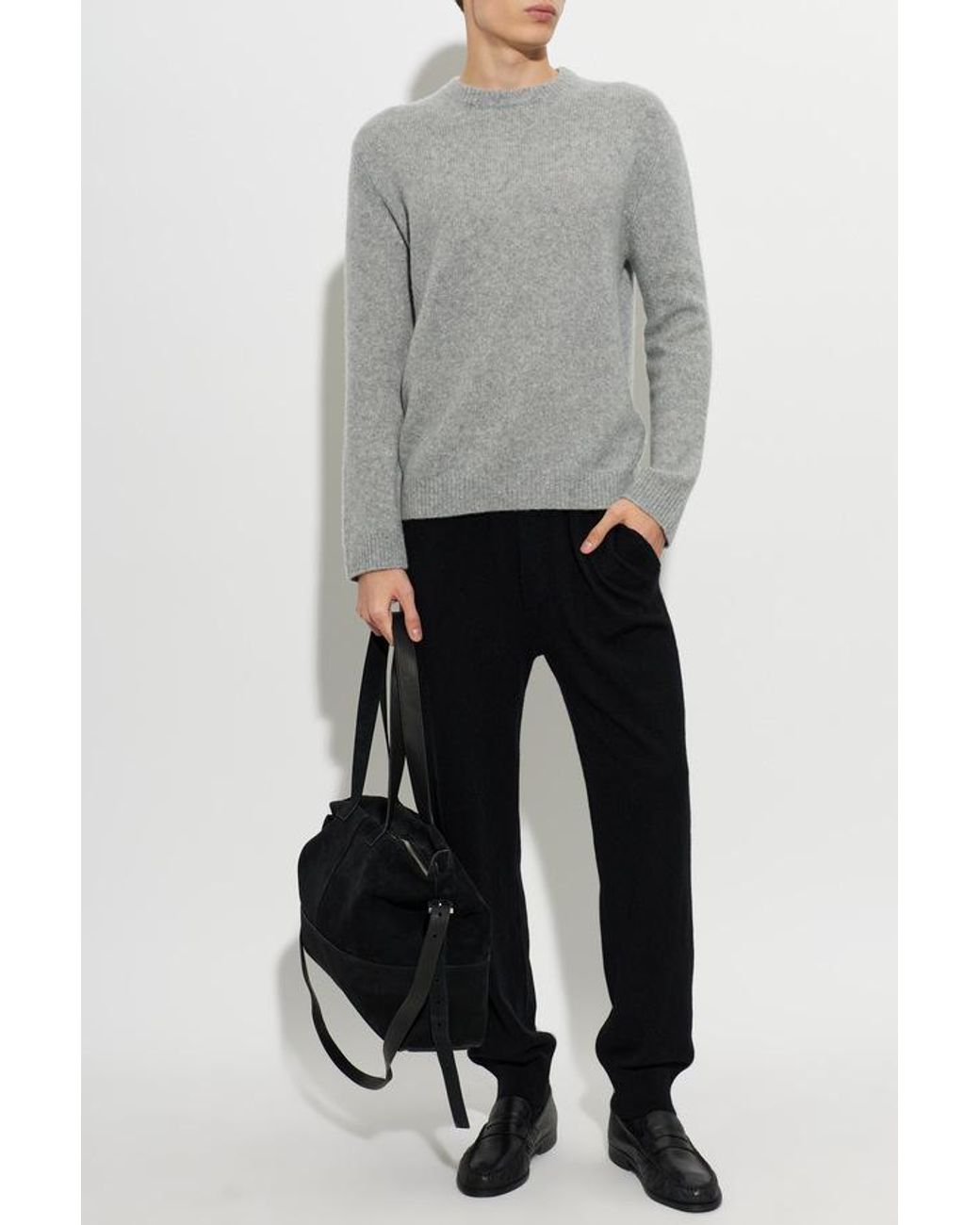 Lisa Yang Gray Baxter Crew-Neck Knitted Sweater for men
