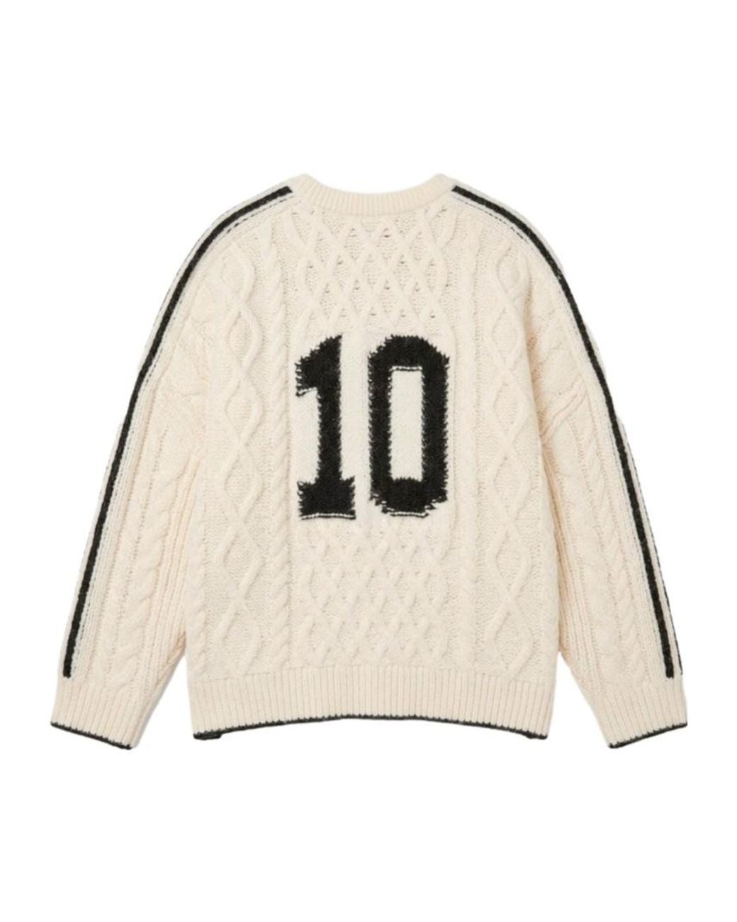 Adidas Originals Natural Cable-Knit Logo Knitted Sweater