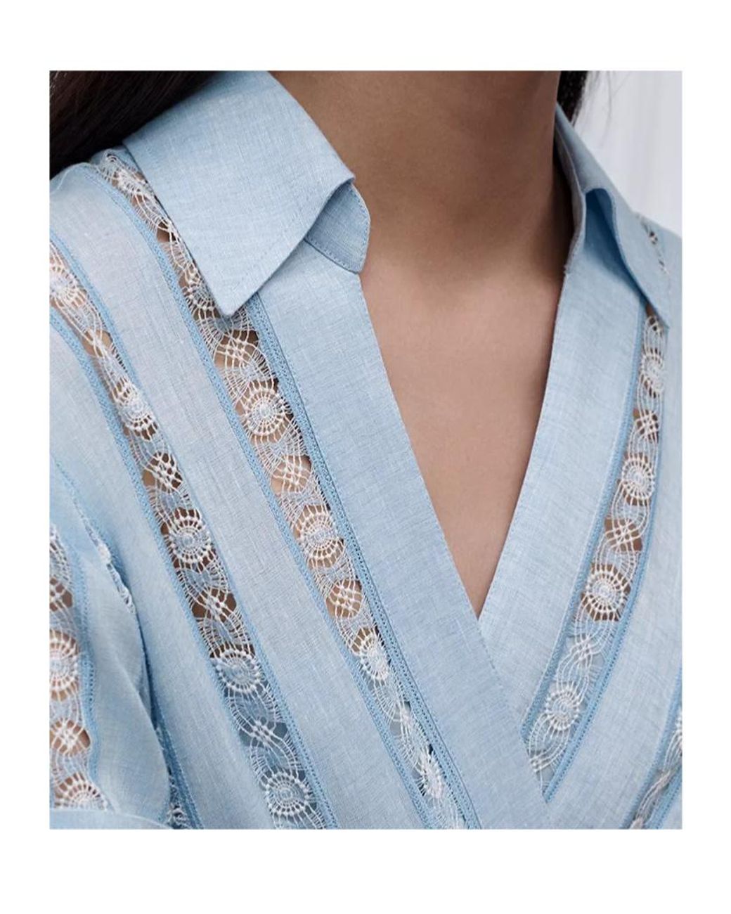 Dior Blue Iviera Embroidered Mid-Length Flared Dress