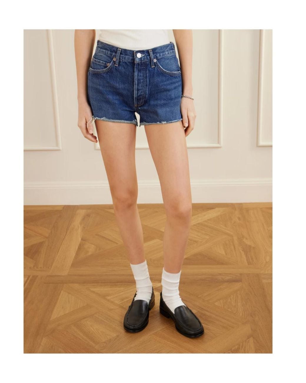 Agolde Blue Parker Frayed Denim Short