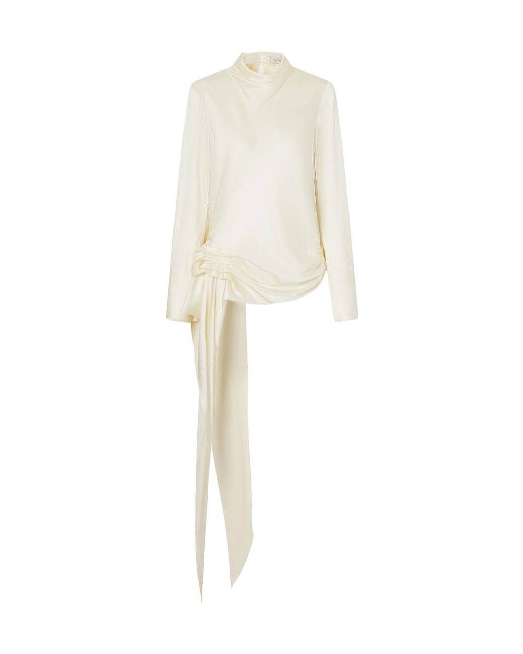 Kallmeyer White Gathered Silk-Charmeuse Blouse