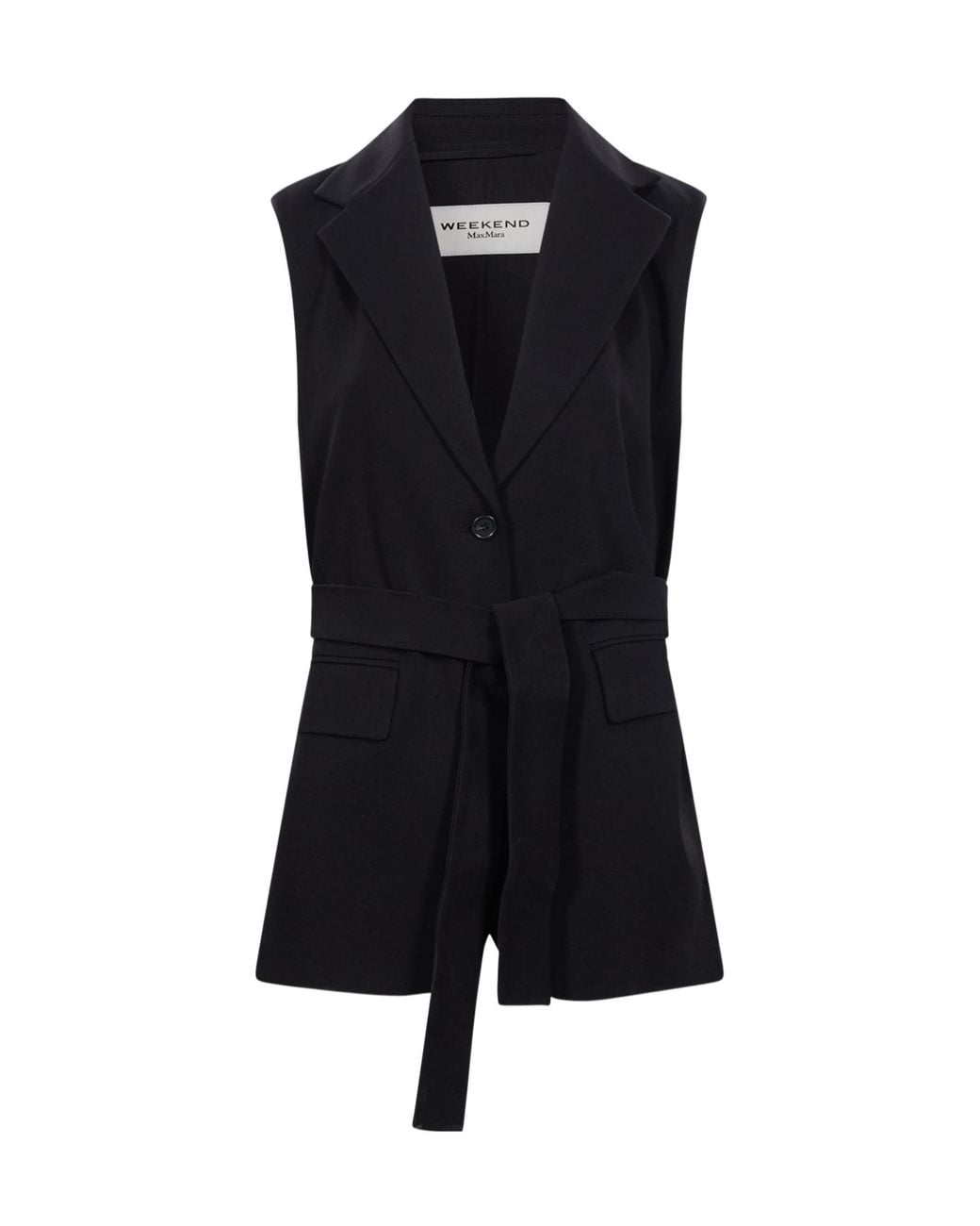 Weekend by Maxmara Black Belted Sleeveless Top