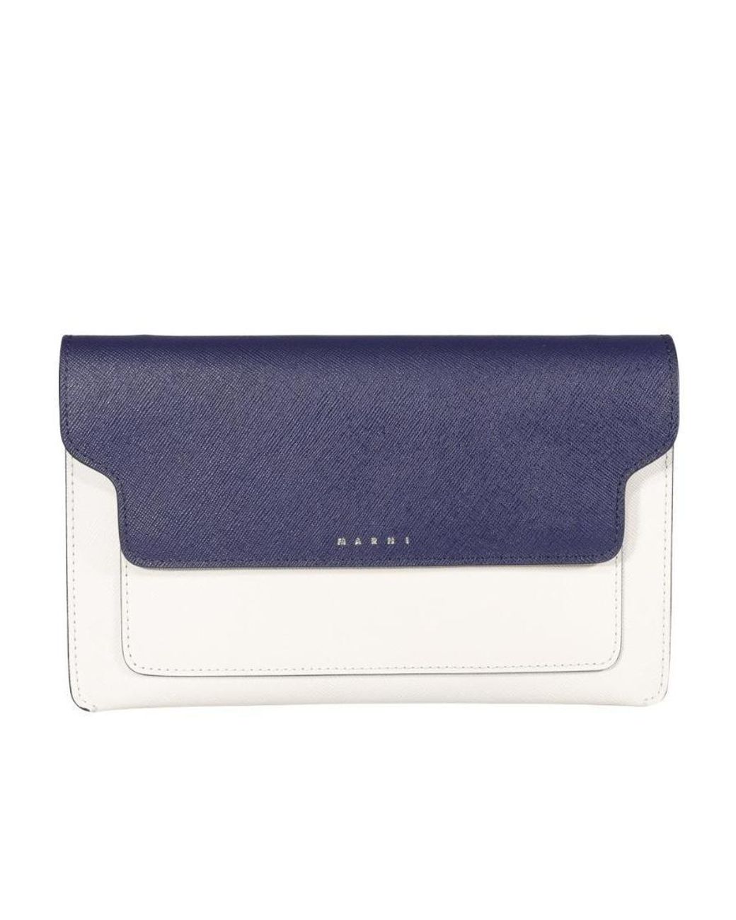 Marni Blue Two-Tone Leather Shoulder Bag