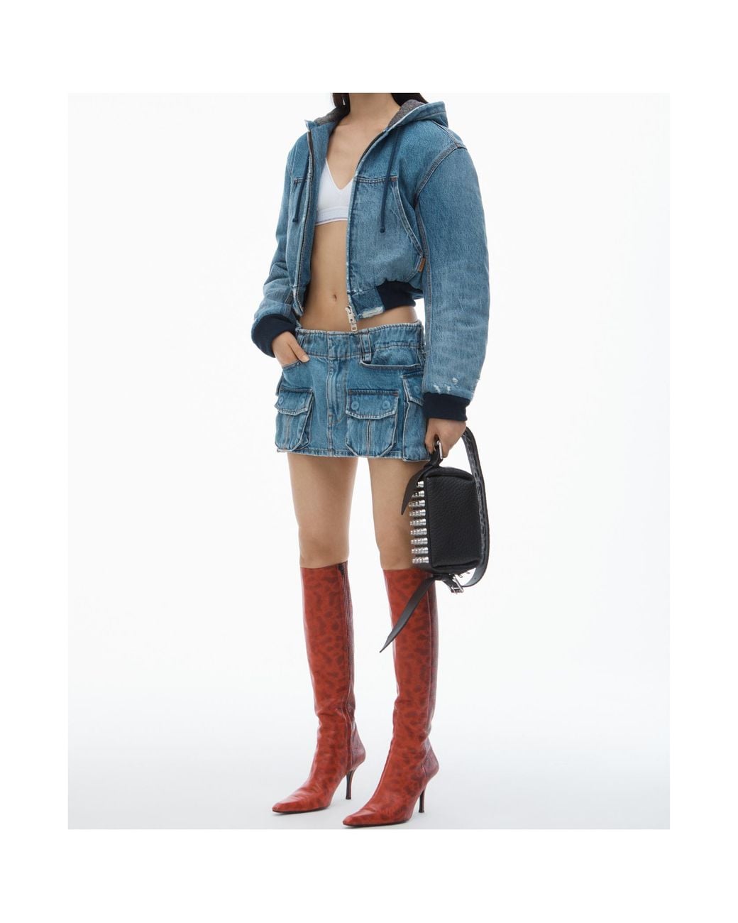 Alexander Wang Blue Mid-Rise Pocket Cargo Miniskirt