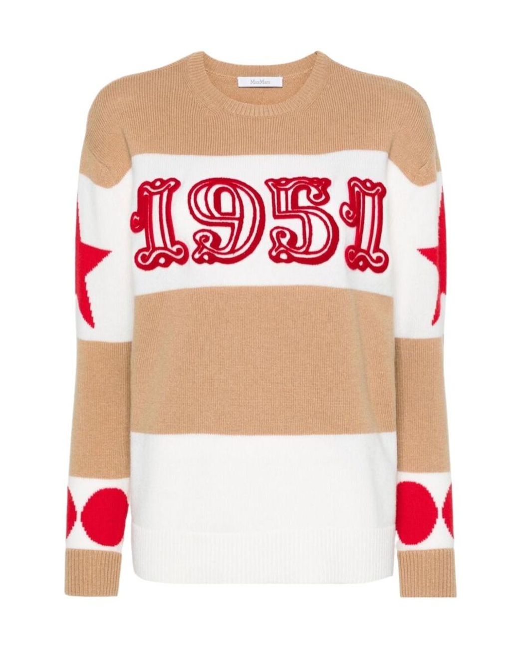 Max Mara Red Dirce Star Patterned Crewneck Jumper