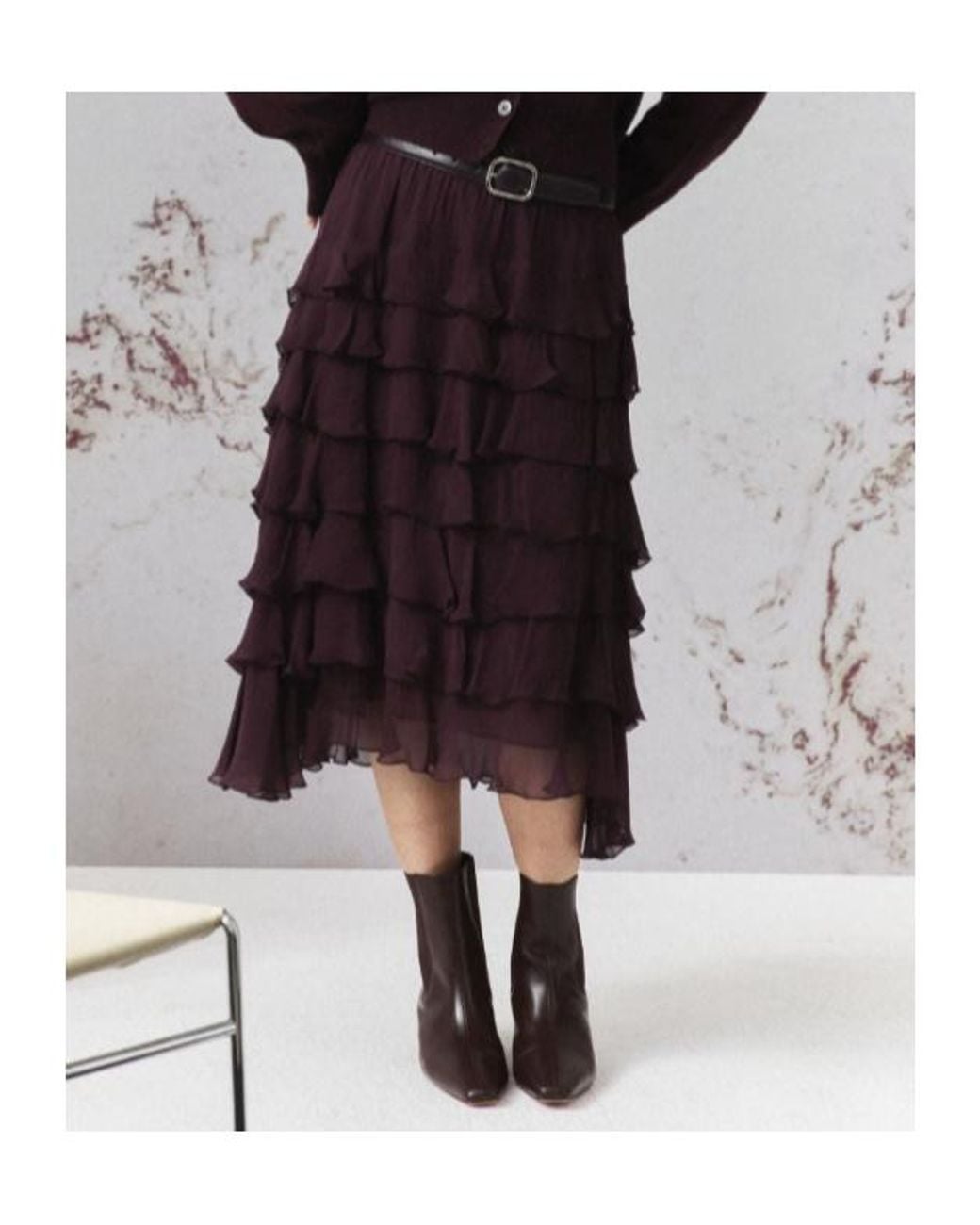 Marella Purple Flounced Crepon Skirt