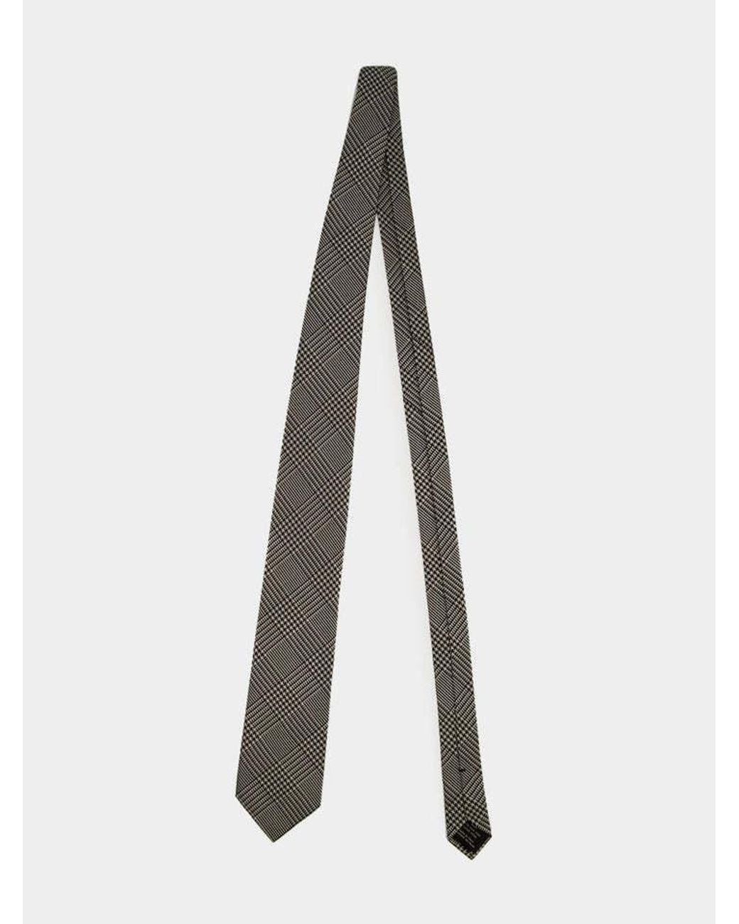 Tom Ford Gray Checked Silk Tie for men