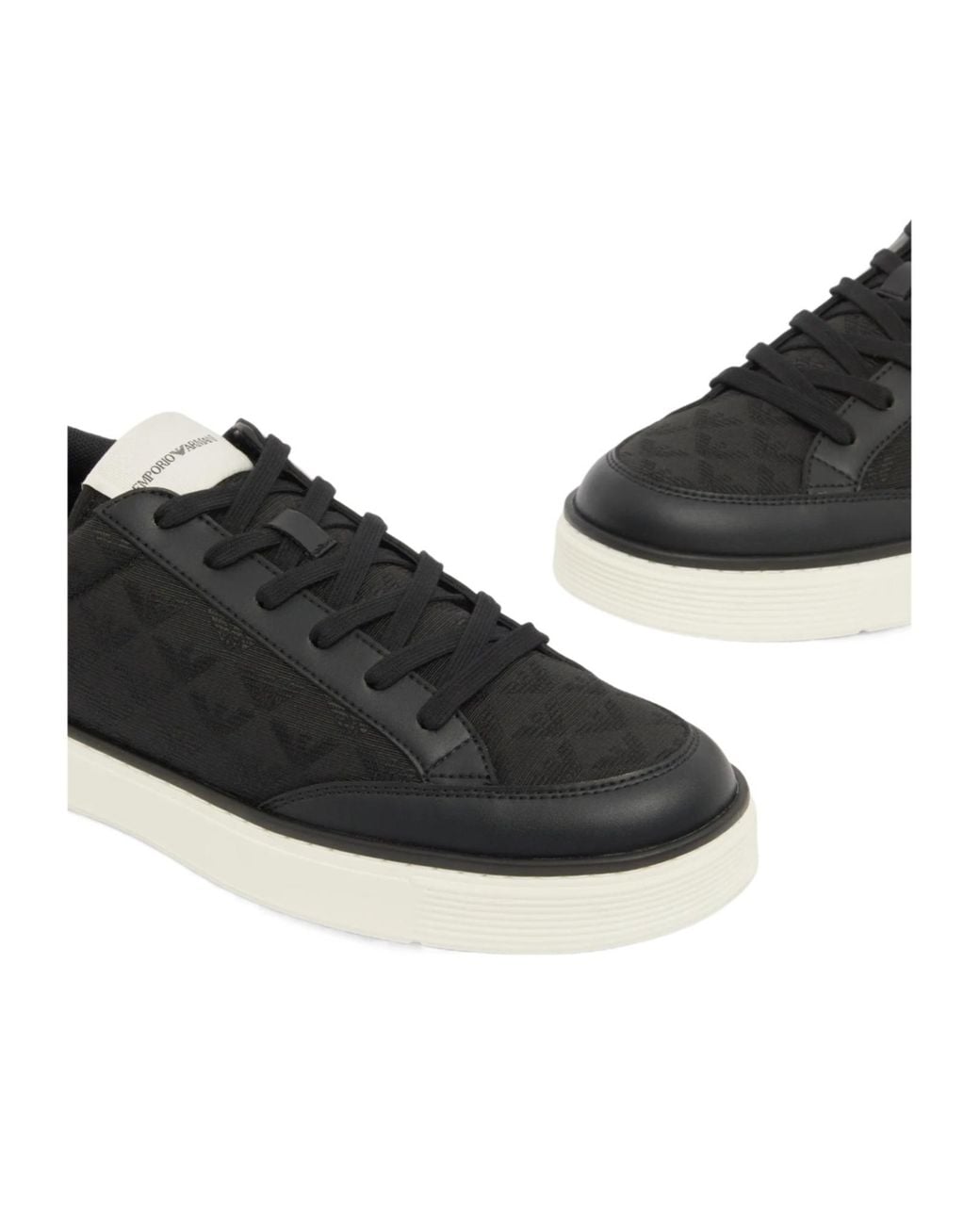 Emporio Armani Black Lace-Up Low-Top Casual Shoes for men