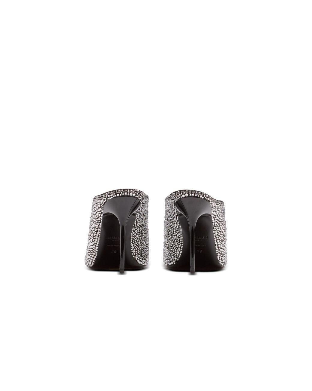 Balmain White Front Piercing Embellished Mules