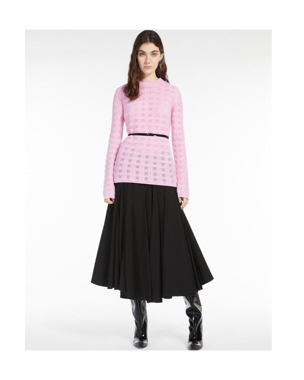 Sportmax Pink Logo Knitted Pullover