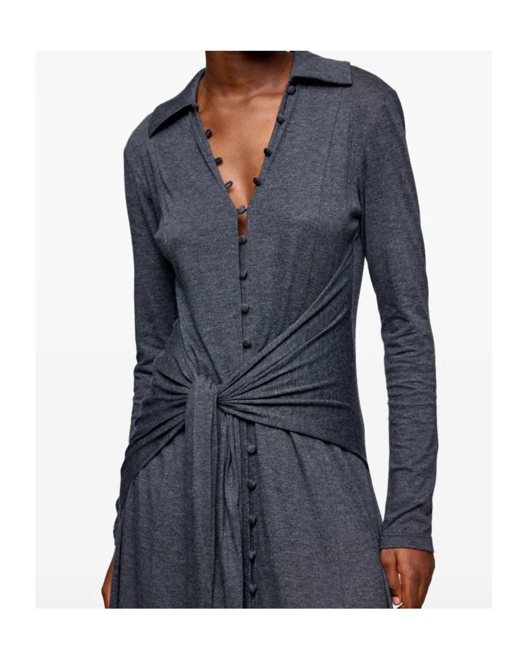 Ganni Blue Tie-Front Jersey Maxi Dress