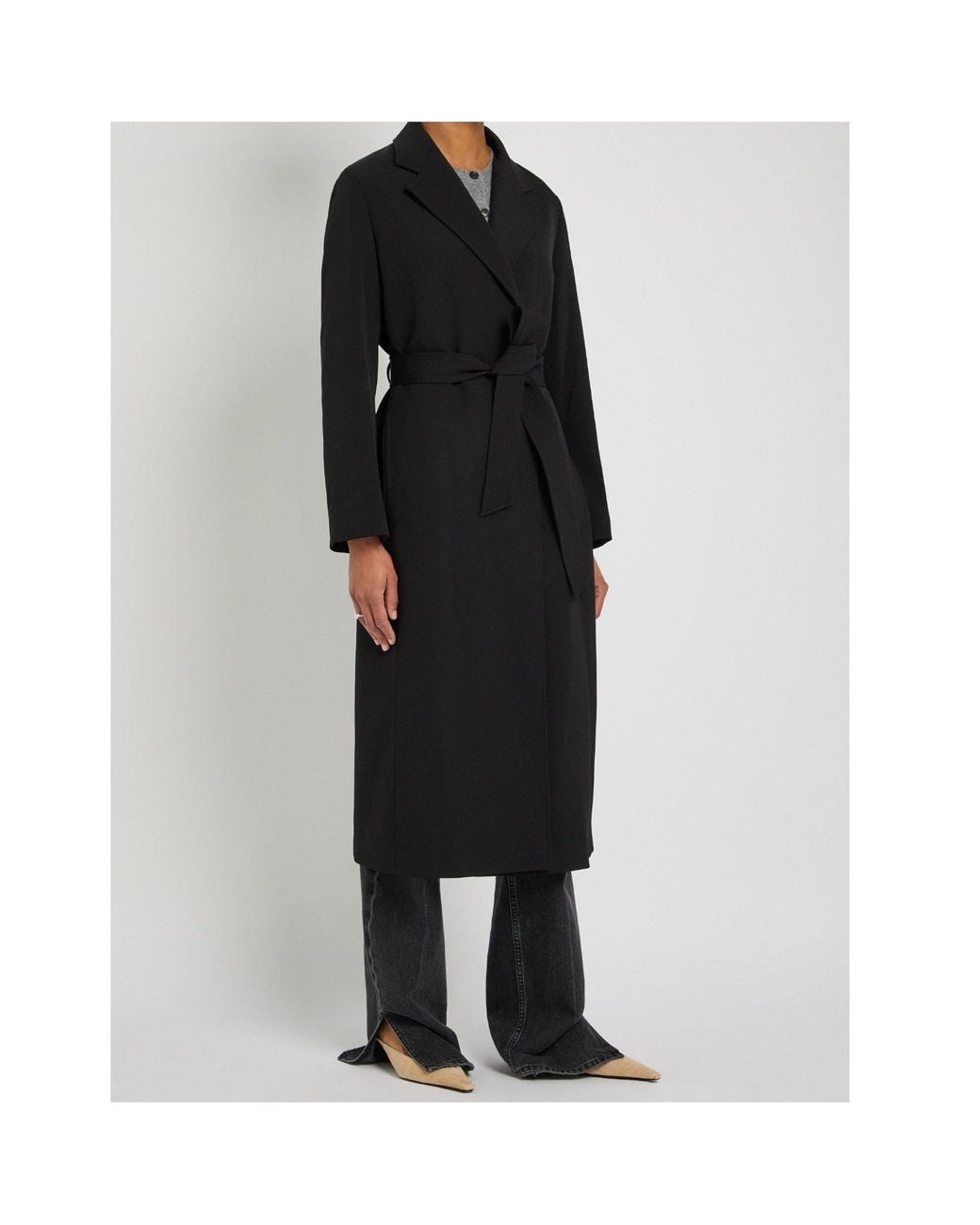 Nili Lotan Black Long-Sleeved Belted Coat