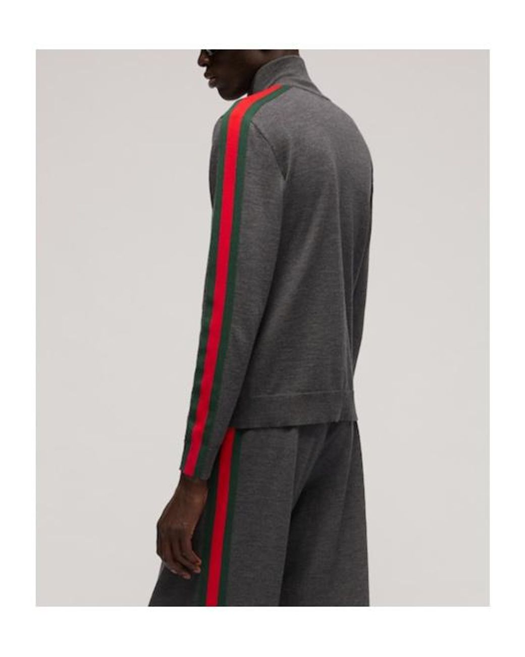 Gucci Gray Fine Wool Zip Jacket With Web for men