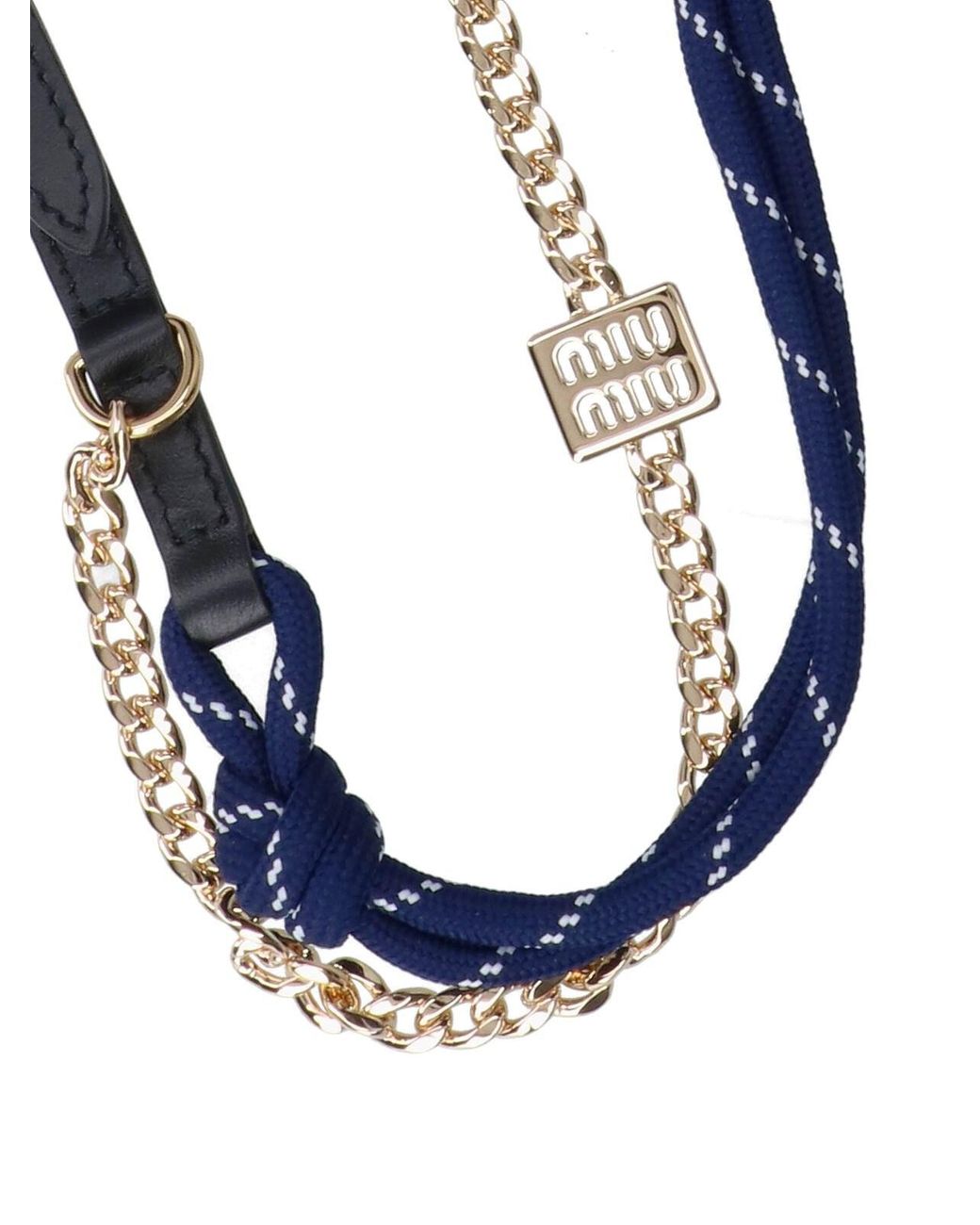 MIU MIU | LEATHER & CORD TRICK TOBACCO/CHALK WHITE チャーム Tobacco/chalk White Leather, Cord, And Metal Trick | Miu Miu