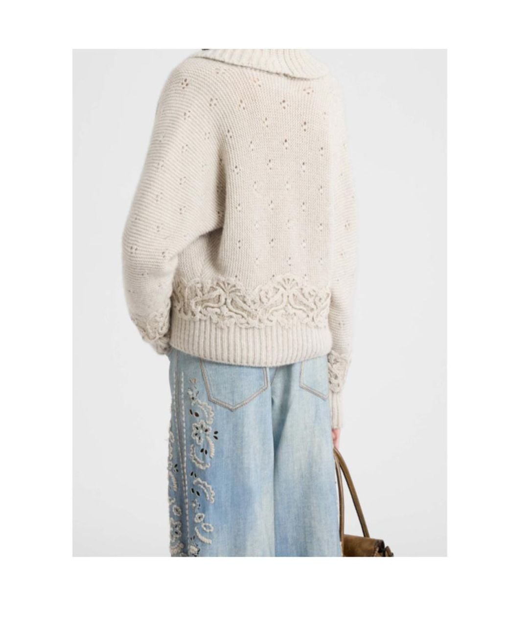 Ermanno Scervino White Pure Cashmere Cardigan With Couture Rebrodé Lace Details