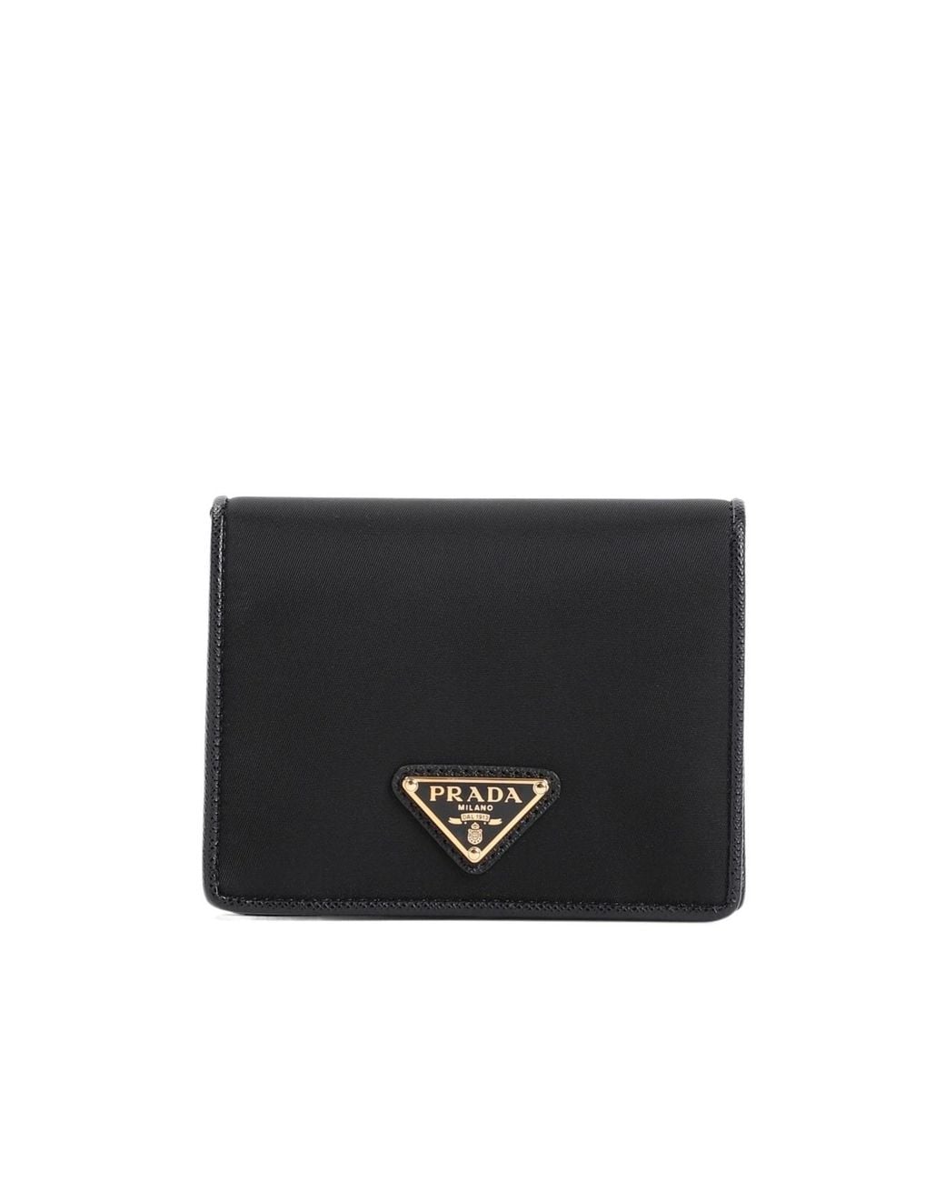 Prada Black Triangle-Logo Bi-Fold Wallet