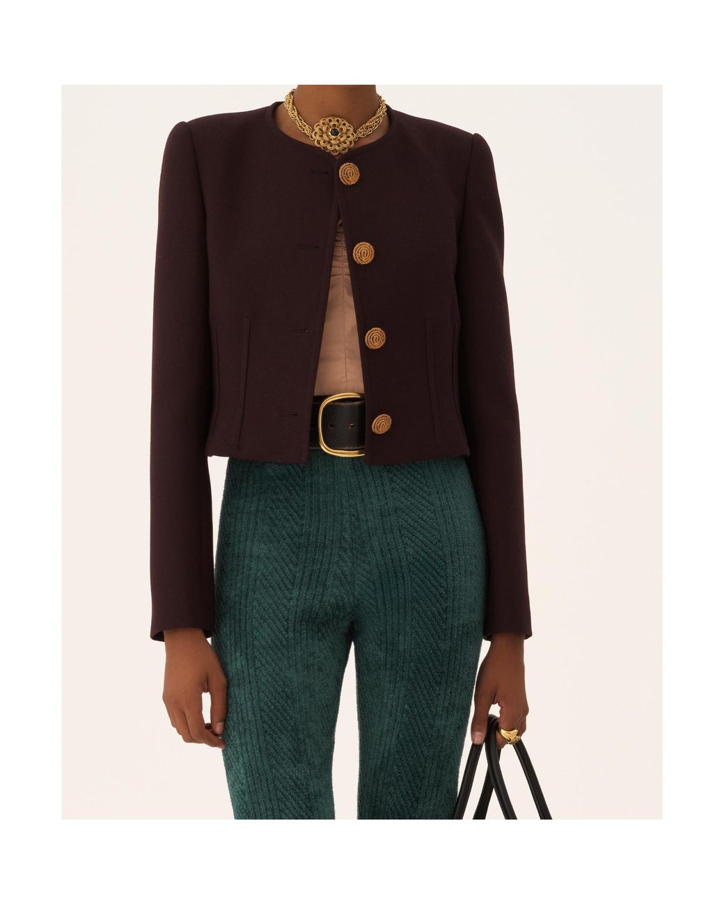 Chloé Black Collarless Cropped Jacket