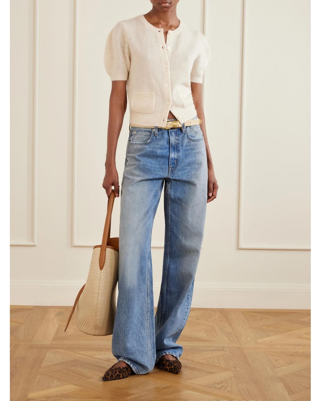 Doen White Short Cashmere Cardigan