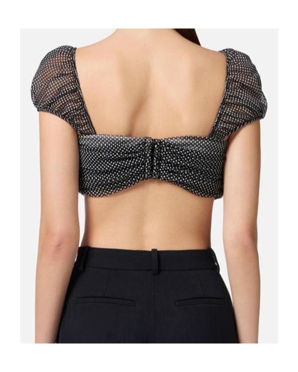Elisabetta Franchi Gray Polka-Dot Print Top
