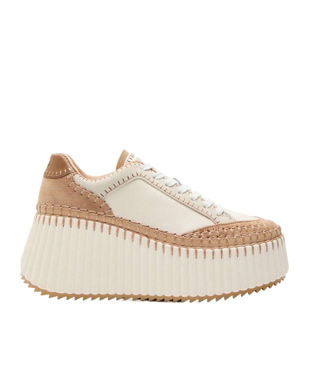 Chloé Natural Color-Blocked Thick-Soled Moccasin Platform Shoes