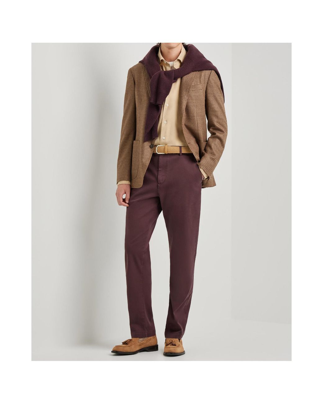 Canali Purple Twill-Weave Trousers for men