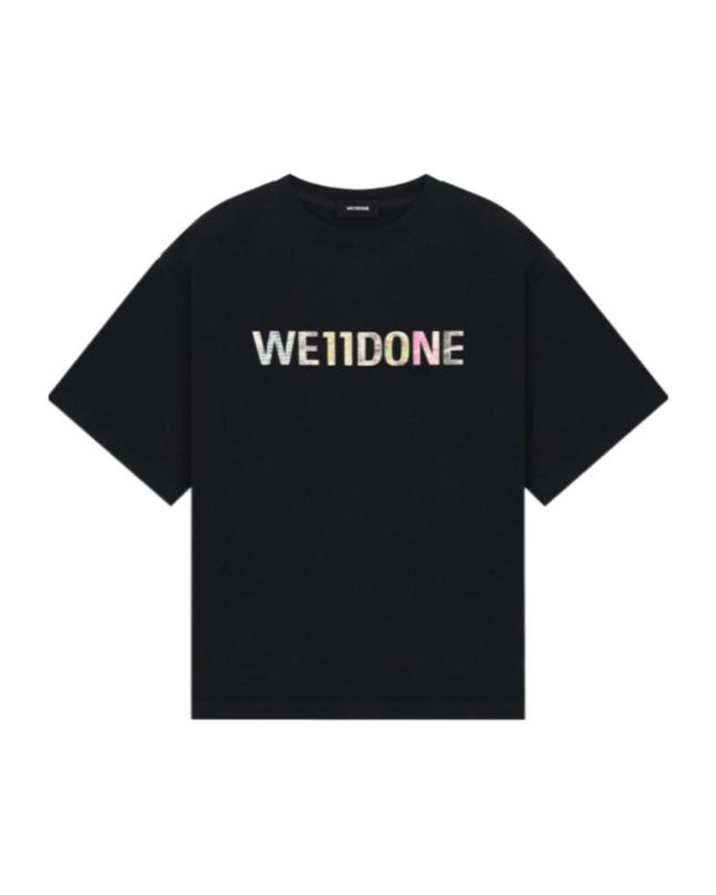 we11done Black Patchwork T-Shirt for men