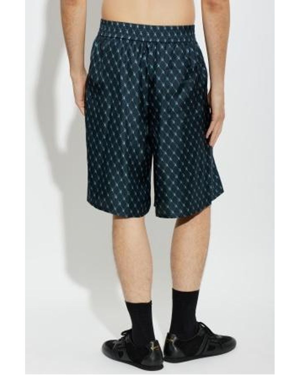 Balmain Blue Geometric Print Shorts for men