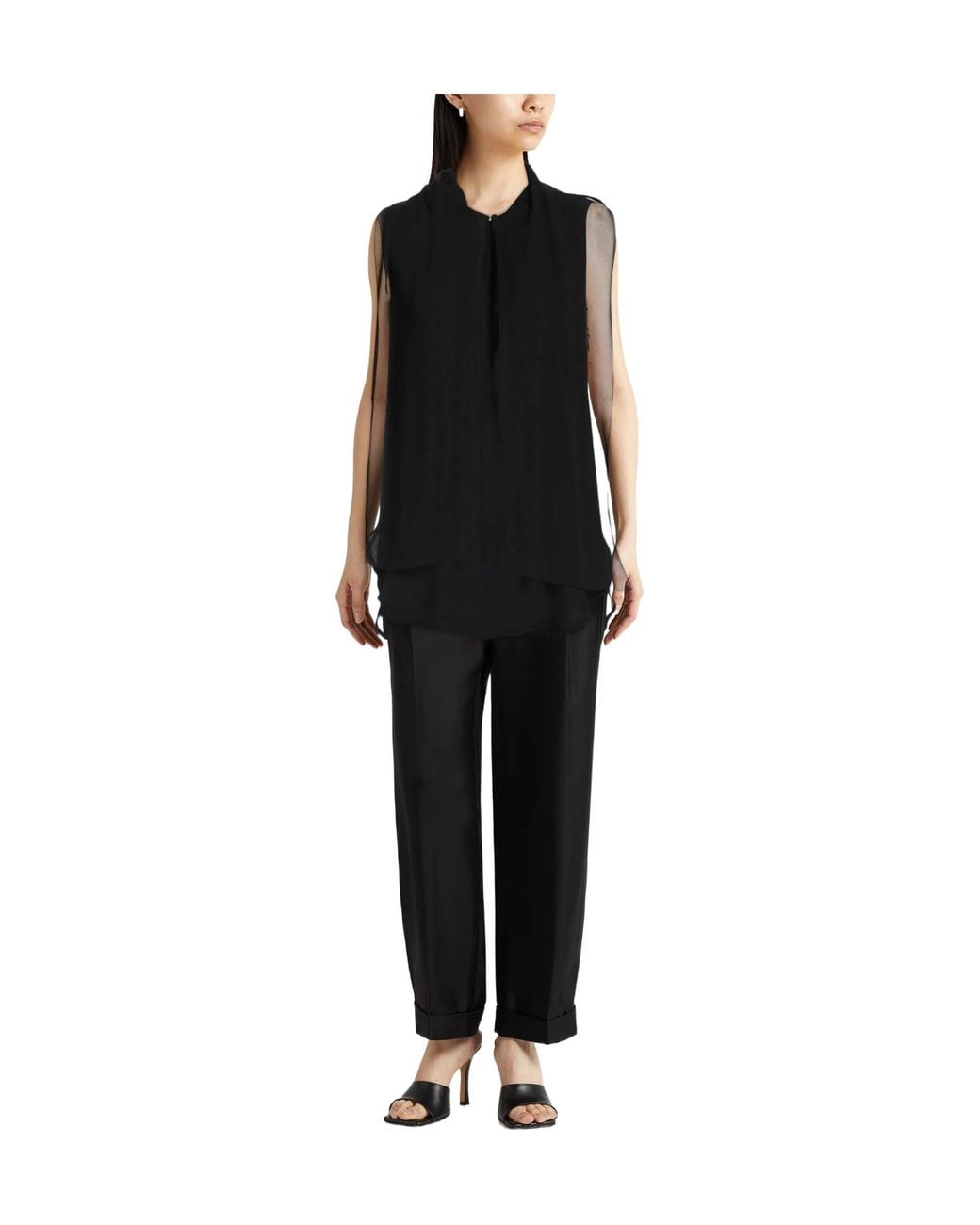 Max Mara Black Top Silk