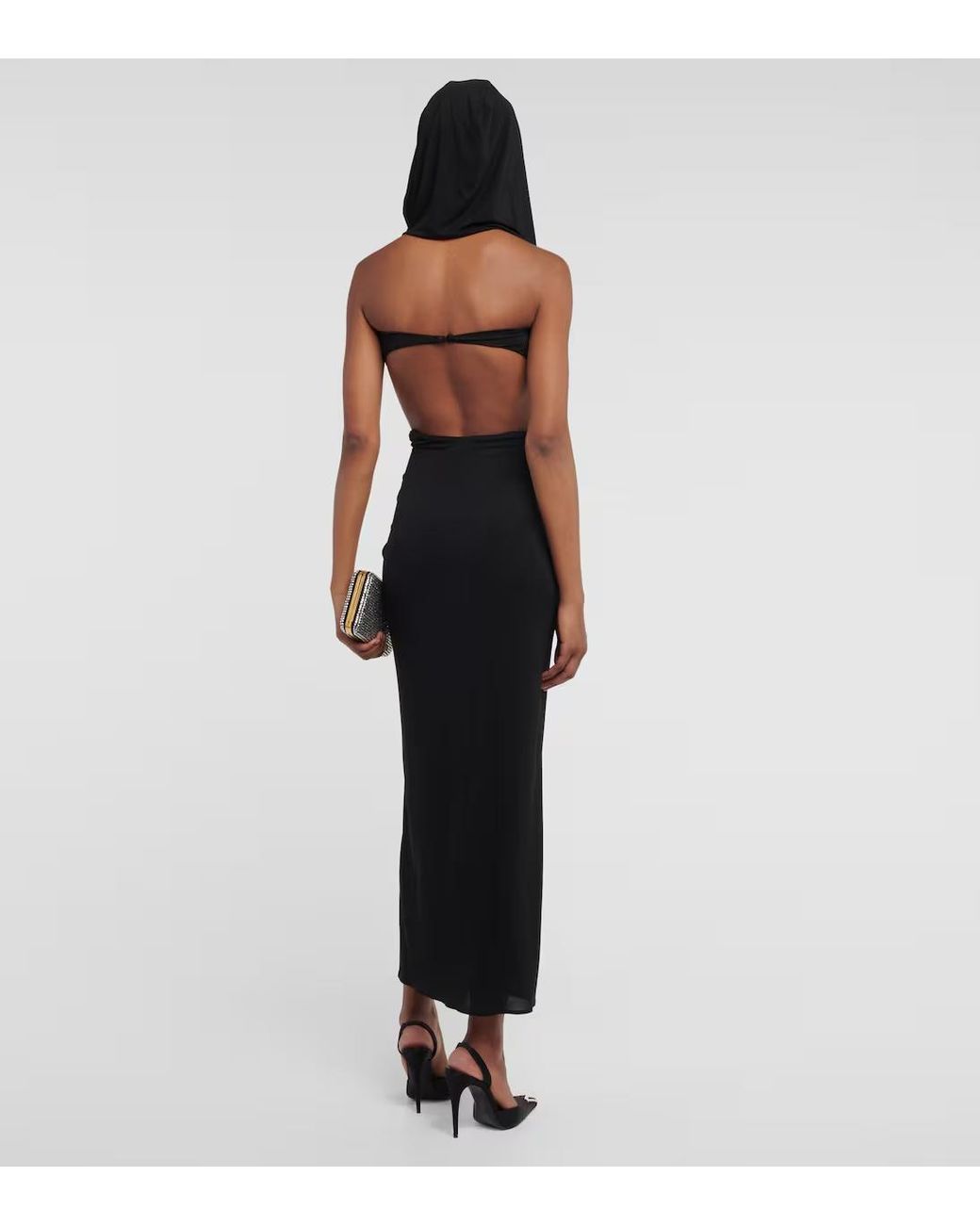 Magda Butrym Black Hooded Cutout Midi Dress