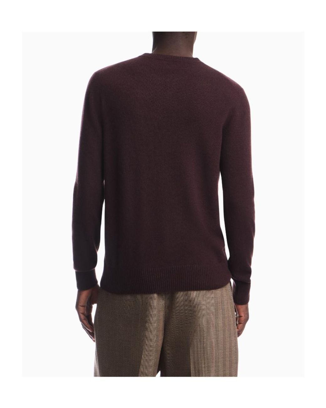 Emporio Armani Purple Crew-Neck Ribbed-Trim Sweater for men