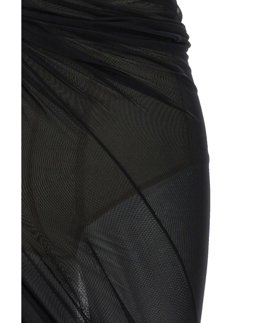The Attico Black The Square-Neck Mesh Sleeveless Dress