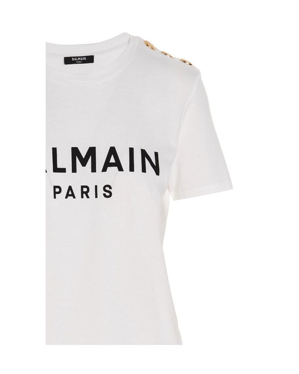 Balmain White Logo Printed Crewneck T-Shirt