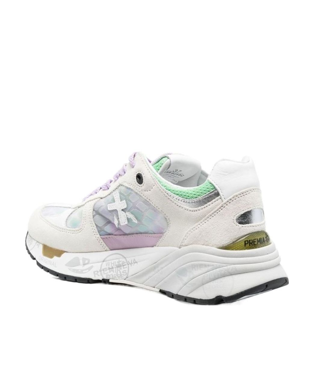 Premiata White Logo Sports Shoes